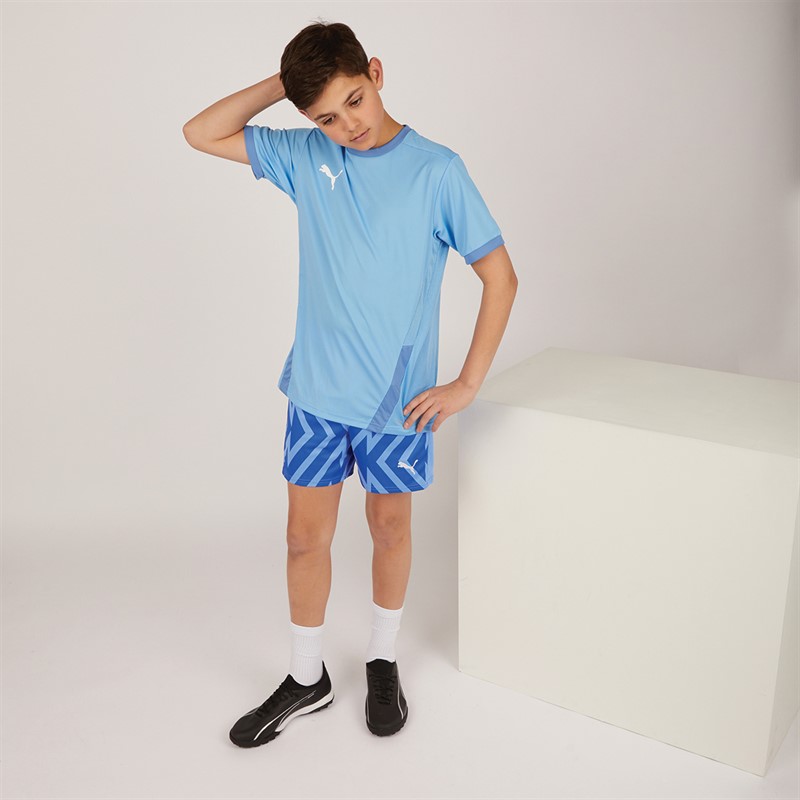 Puma Junior Boys Team Graphic Goalkeeper Shorts Blue Glimmer