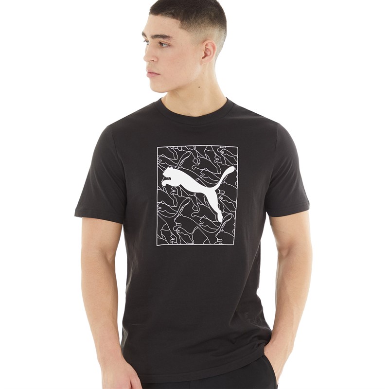 Puma Mens Graphic Cat T-Shirt Puma Black