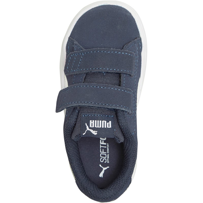 Puma Infant Smash V2 Suede Trainers Peacoat/White