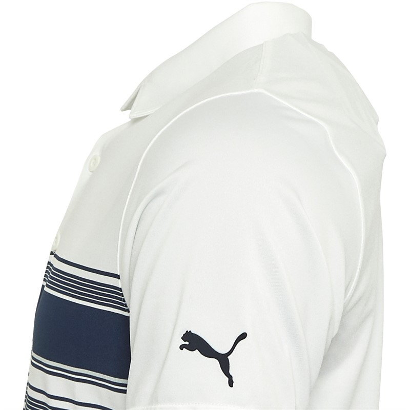 Puma Mens Mattr Grind Golf Polo White/Navy