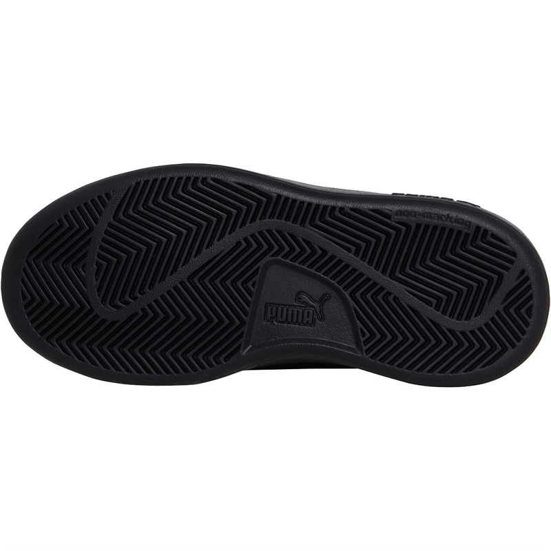 Puma Kids Smash 3.0 Leather Trainers Black/Grey