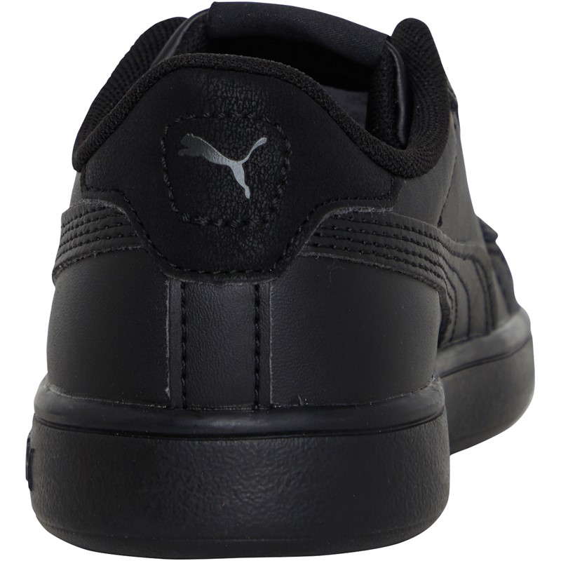 Puma Kids Smash 3.0 Leather Trainers Black/Grey