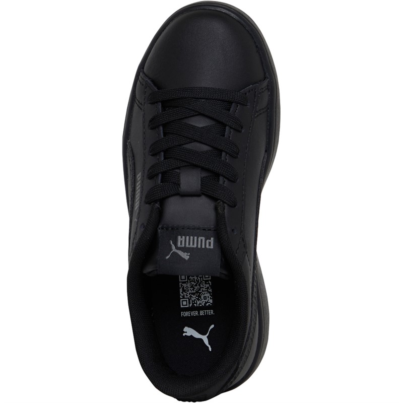 Puma Kids Smash 3.0 Leather Trainers Black/Grey