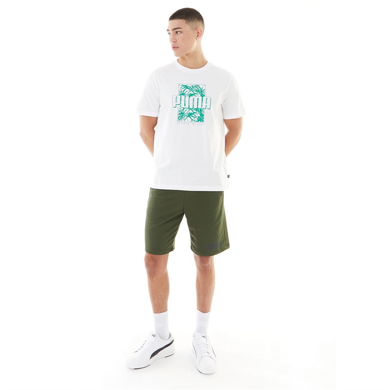 Puma Mens Essentials+ Palm Resort Graphic T-Shirt Puma White