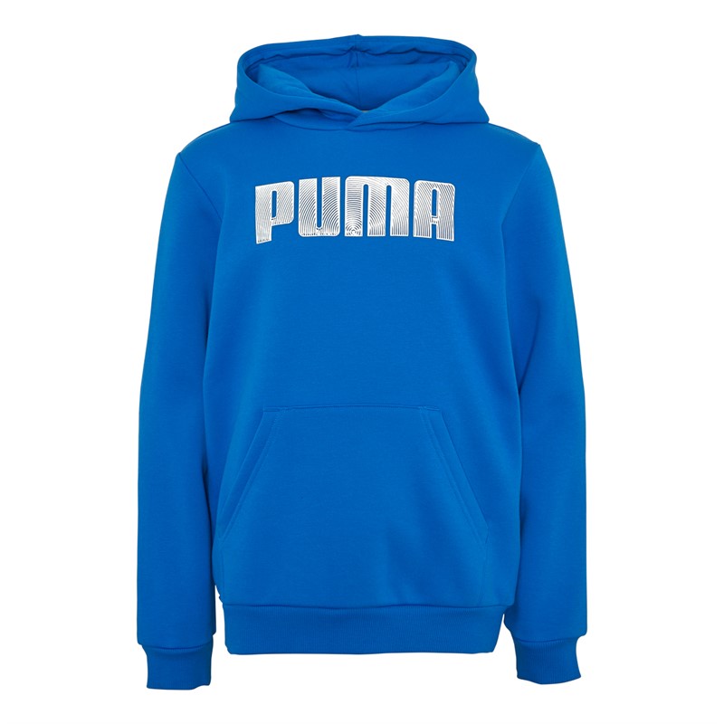 Puma Junior Boys Graphic Logo Hoodie Blue