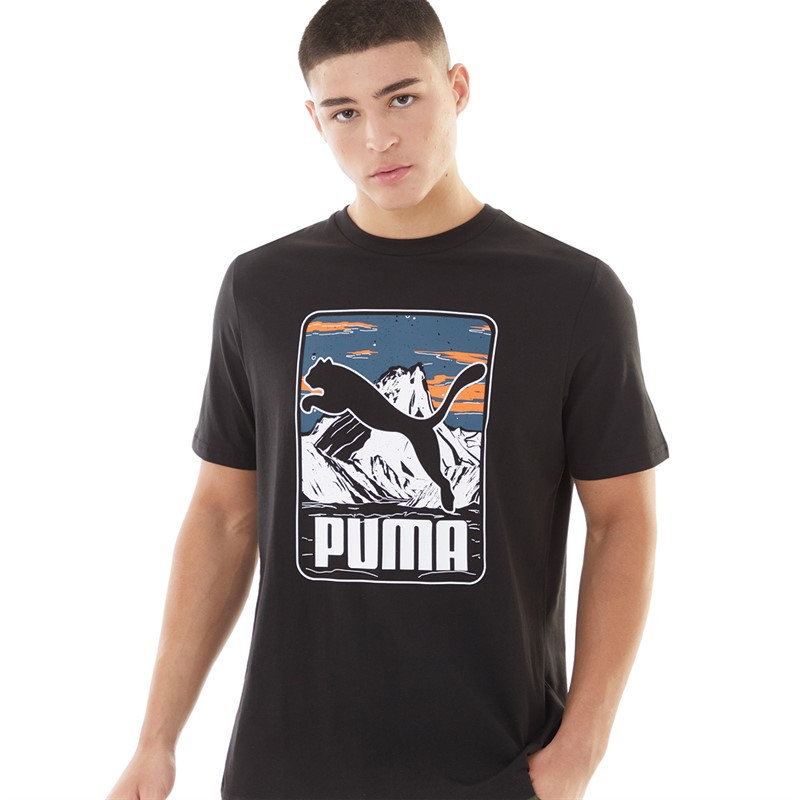 Puma Mens Graphics Mountain T-Shirt Puma Black