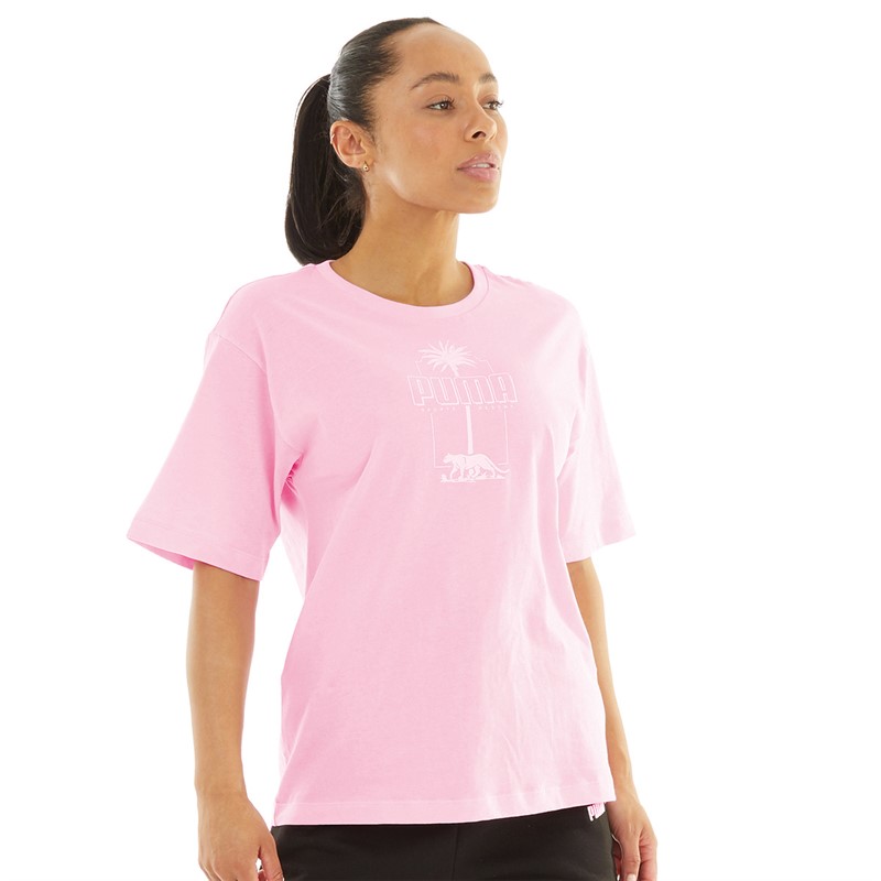 Puma Womens Essentials+ Palm Resort Graphic Tee Pink Lilac