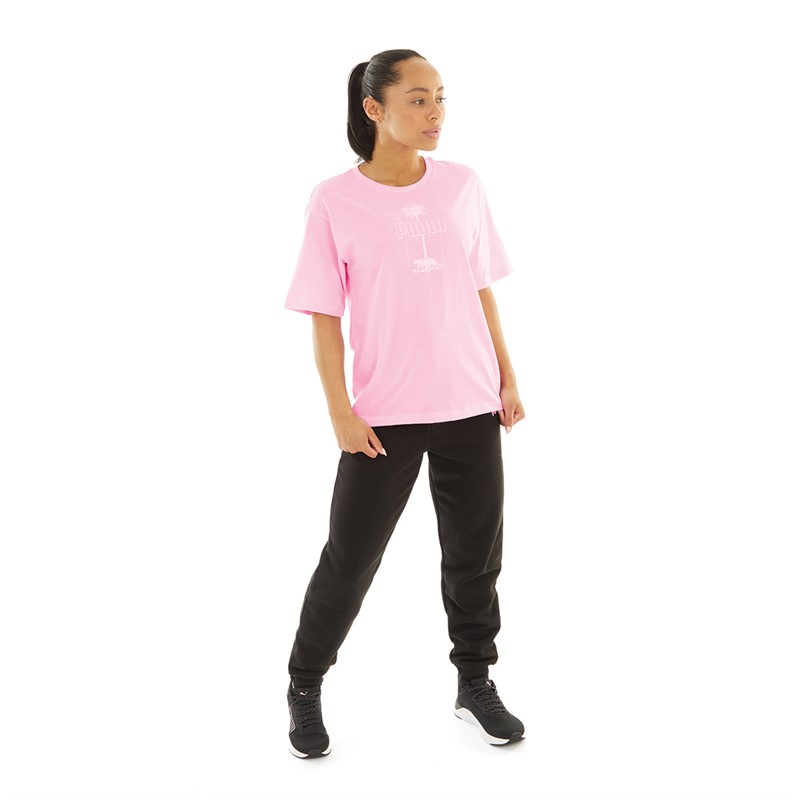 Puma Womens Essentials+ Palm Resort Graphic Tee Pink Lilac