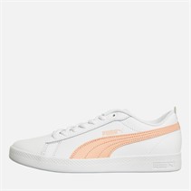 Puma Womens Smash V2 Leather Trainers White/Peach