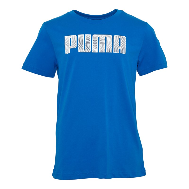 Puma Junior Boys Graphic Logo T-Shirt Blue