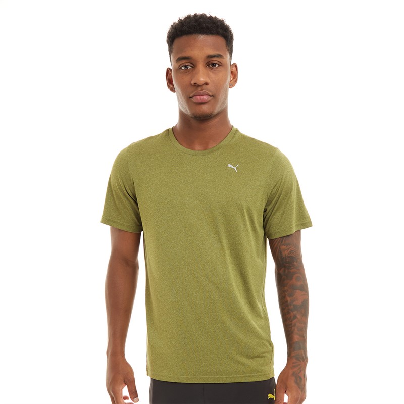 Puma Mens Performance Heather T Shirt Olive Green