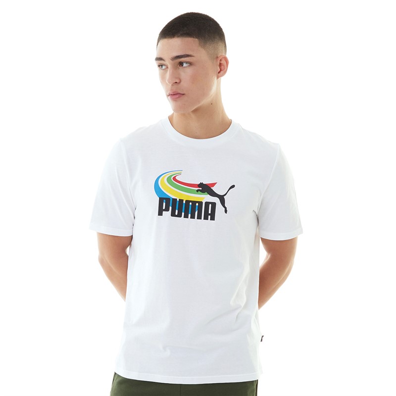 Puma Mens Graphics Summer Sports T Shirt White