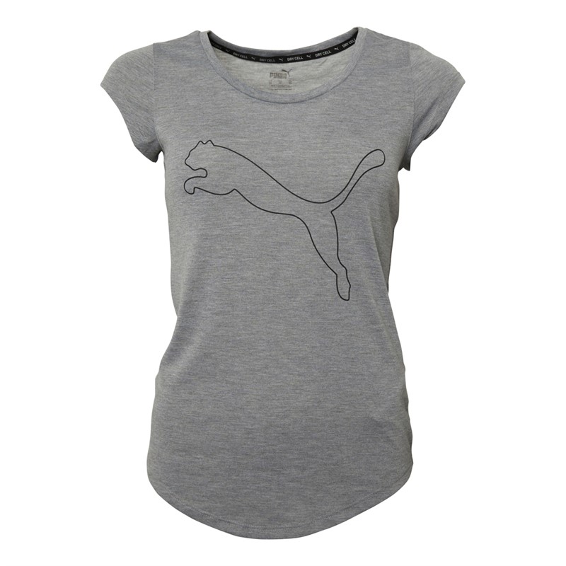 Puma Womens Performance Heather Cat T-Shirt Medium Grey Heather