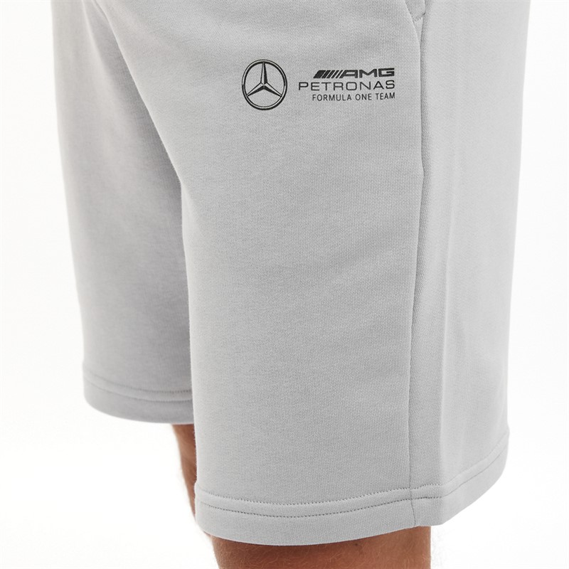 Puma Mens Mercedes-AMG Petronas Motorsport Logo Essentials Shorts Mercedes Team Silver