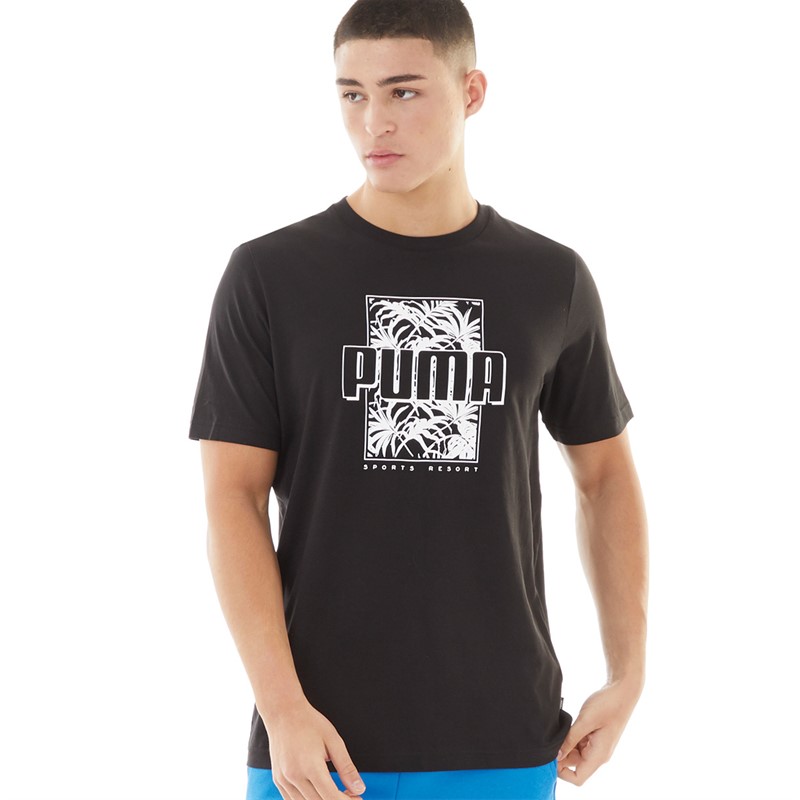 Puma Mens Essentials+ Palm Resort Graphic T-Shirt Puma Black