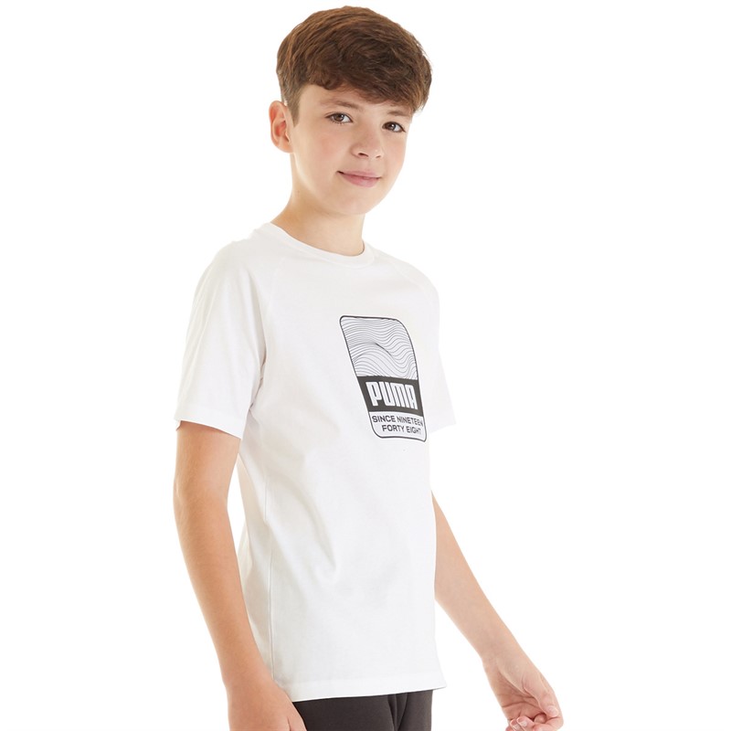 Puma Junior Boys Active Sports Graphic T-Shirt Puma White