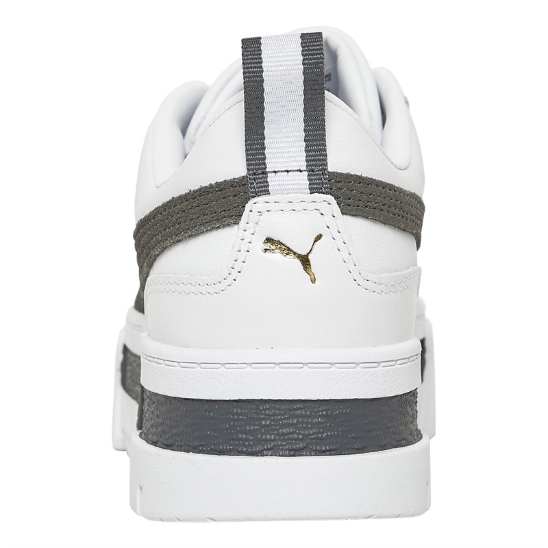 Puma Baskets en cuir Mayze Femme Puma Blanc/Castlerock/Puma Team Gold