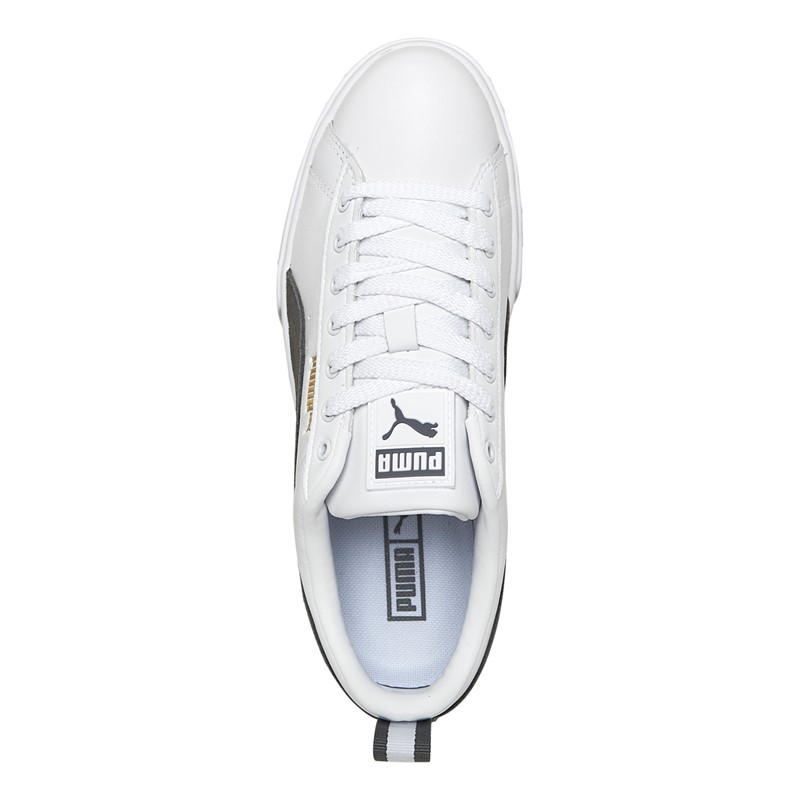 Puma Baskets en cuir Mayze Femme Puma Blanc/Castlerock/Puma Team Gold