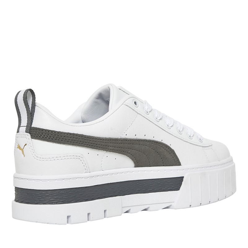 Puma Baskets en cuir Mayze Femme Puma Blanc/Castlerock/Puma Team Gold