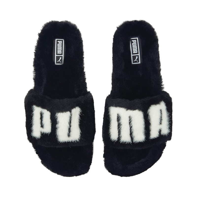 Puma Dames Leadcat 2.0 Fuzz Slippers Puma Zwart/Puma Wit