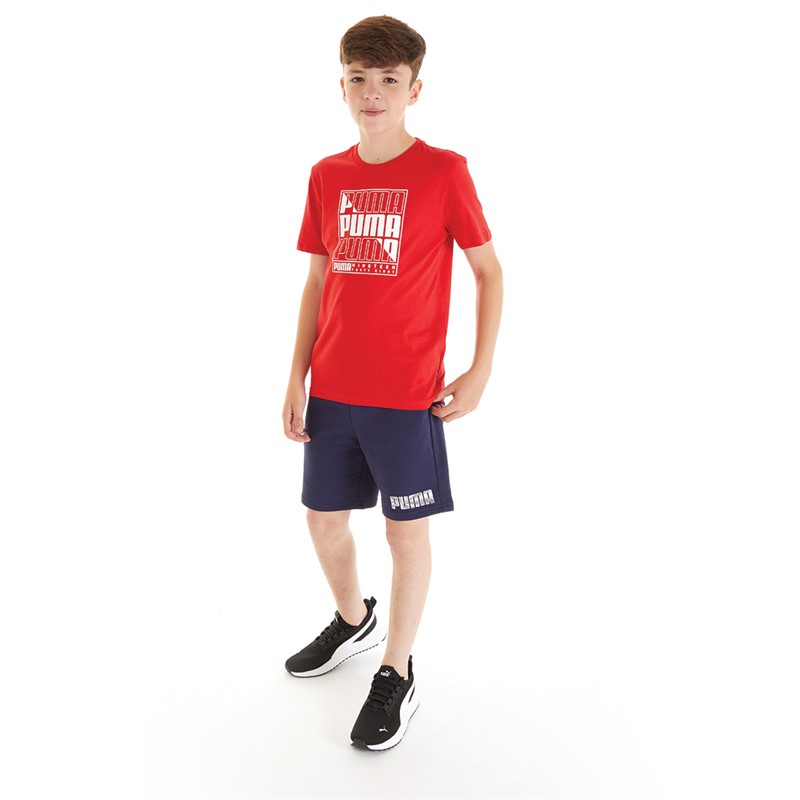 Puma Junior Boys Wording T-Shirt Red