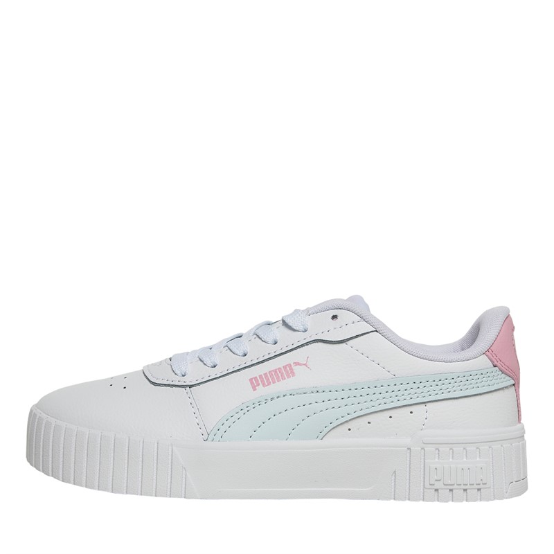 Puma Junior Girls Carina 2.0 Trainers White/Pink/Green