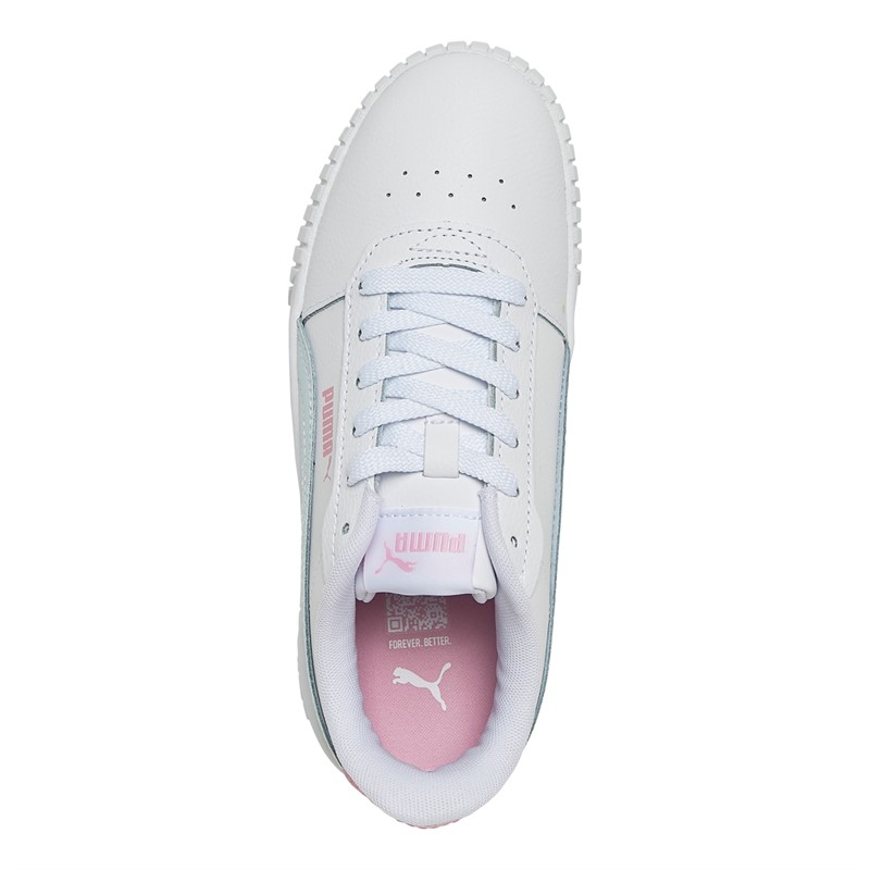 Puma Junior Girls Carina 2.0 Trainers White/Pink/Green