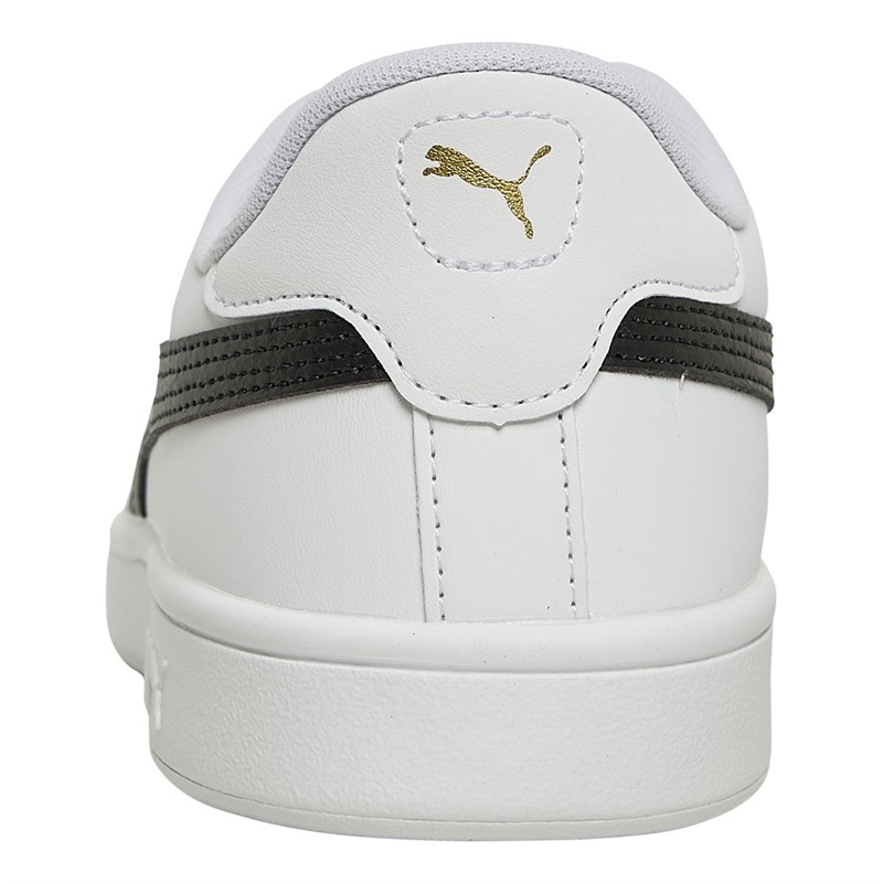 Puma Mens Smash 3.0 Leather Trainers White/Black/Gold