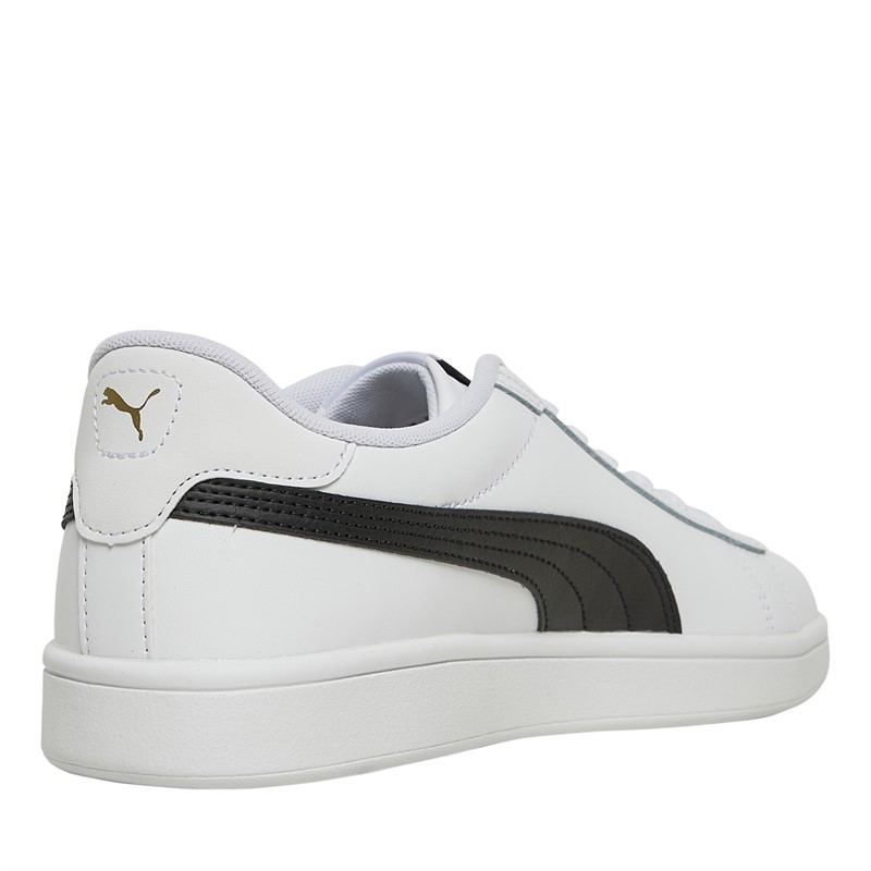 Puma Mens Smash 3.0 Leather Trainers White/Black/Gold