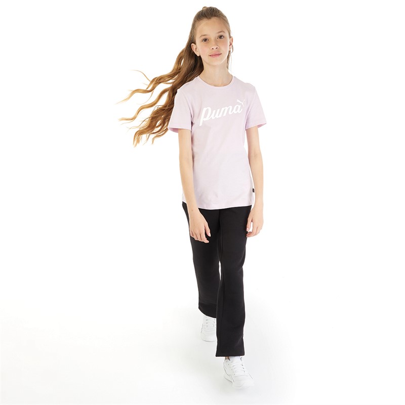 Puma Junior Girls Essentials Script Logo T-Shirt Grape Mist