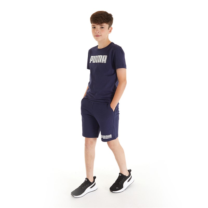 Puma Junior Boys Sportstyle Logo T-Shirt Navy