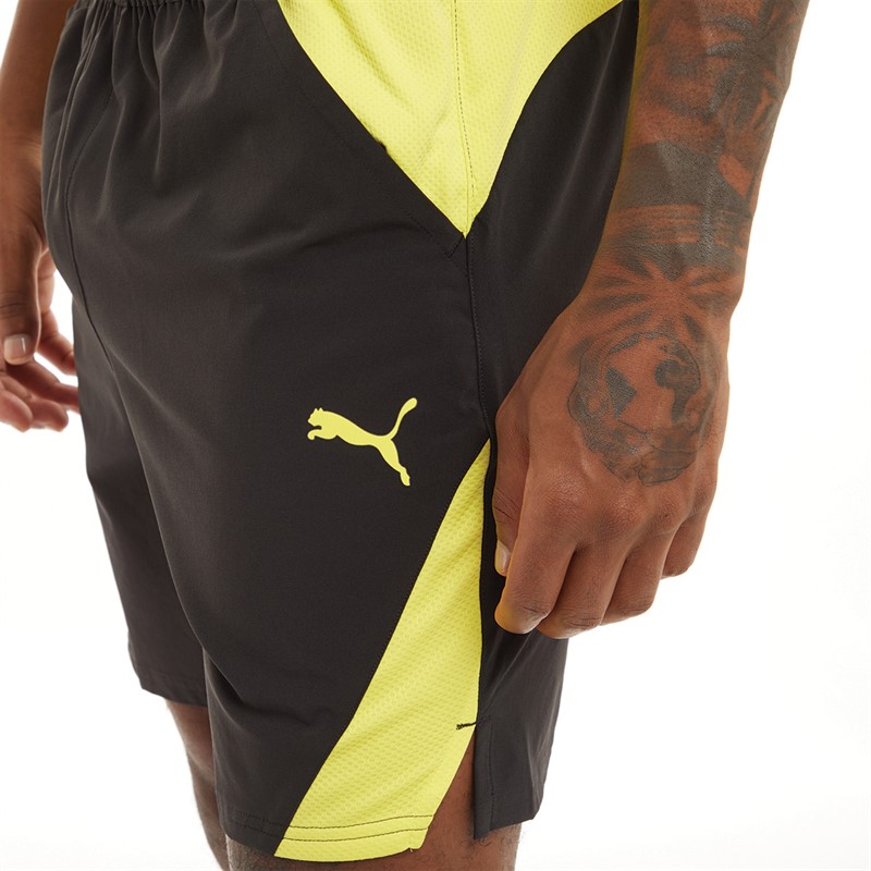 Puma Mens Fit Ultrabreathe 7 Inch Woven Shorts Black/Yellow