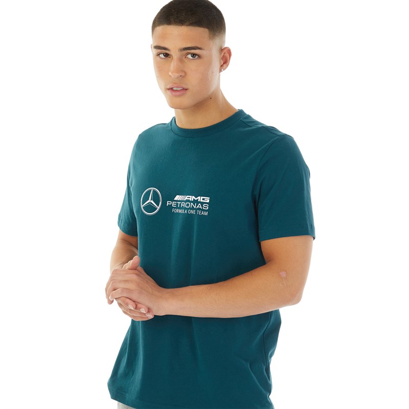 Puma Mens Mercedes-AMG Petronas F1 Logo T-Shirt Ocean Tropic