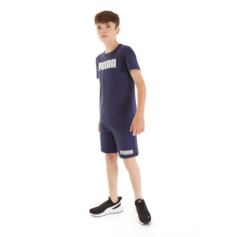 Puma Junior Boys Sportstyle Logo Shorts Navy