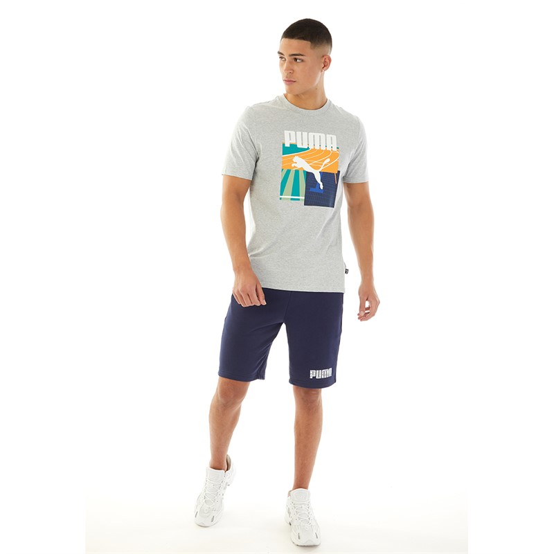 Puma Mens Graphics Summer Sports T-Shirt Grey Heather