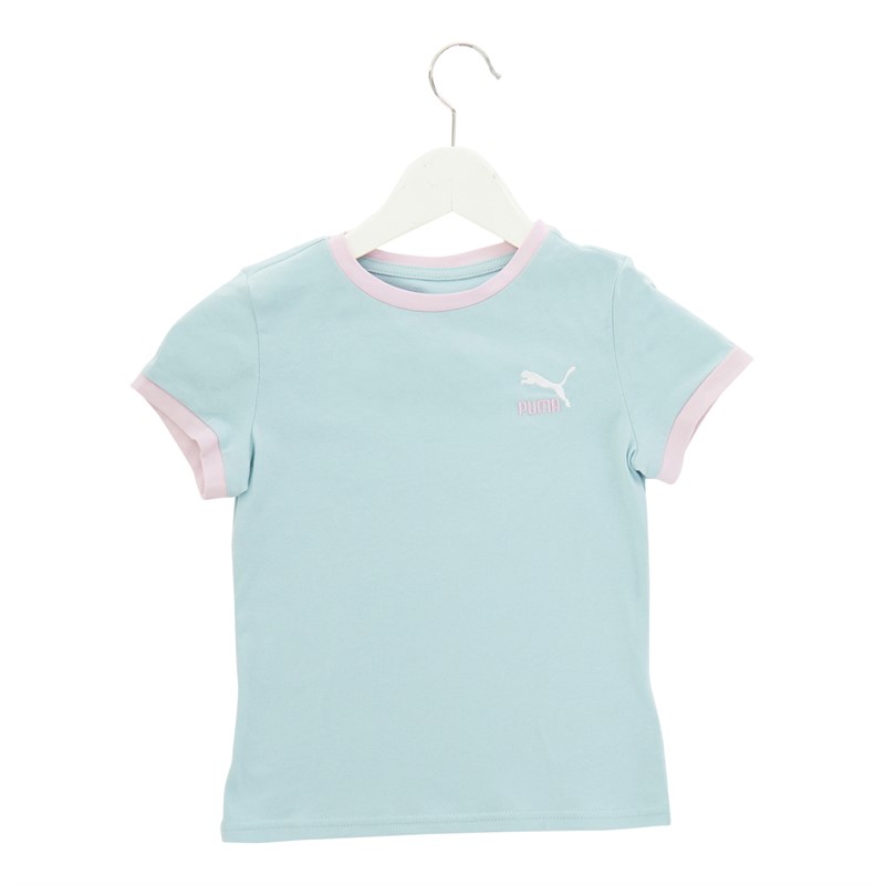 Puma Junior Girls Classics Match Point Logo T-Shirt Blue/Pink