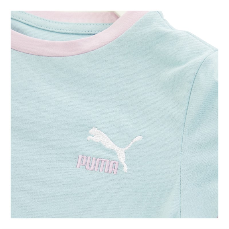 Puma Junior Girls Classics Match Point Logo T-Shirt Blue/Pink