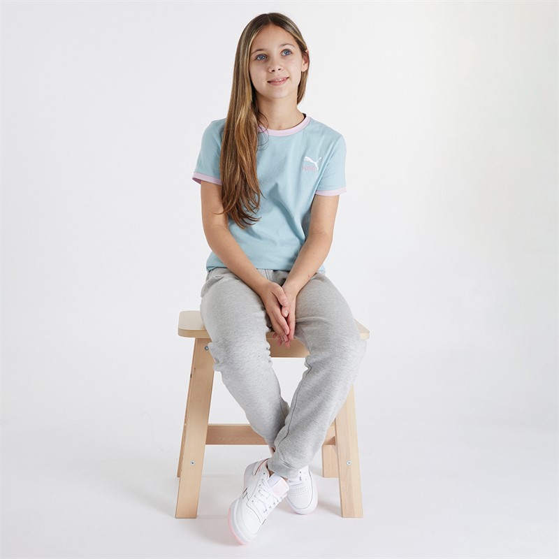 Puma Junior Girls Classics Match Point Logo T-Shirt Blue/Pink