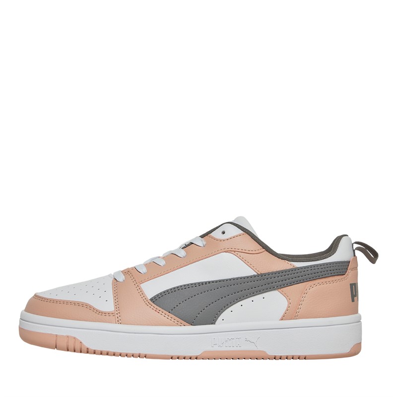 Puma Mens Rebound V6 Low Trainers Pink/White/Grey