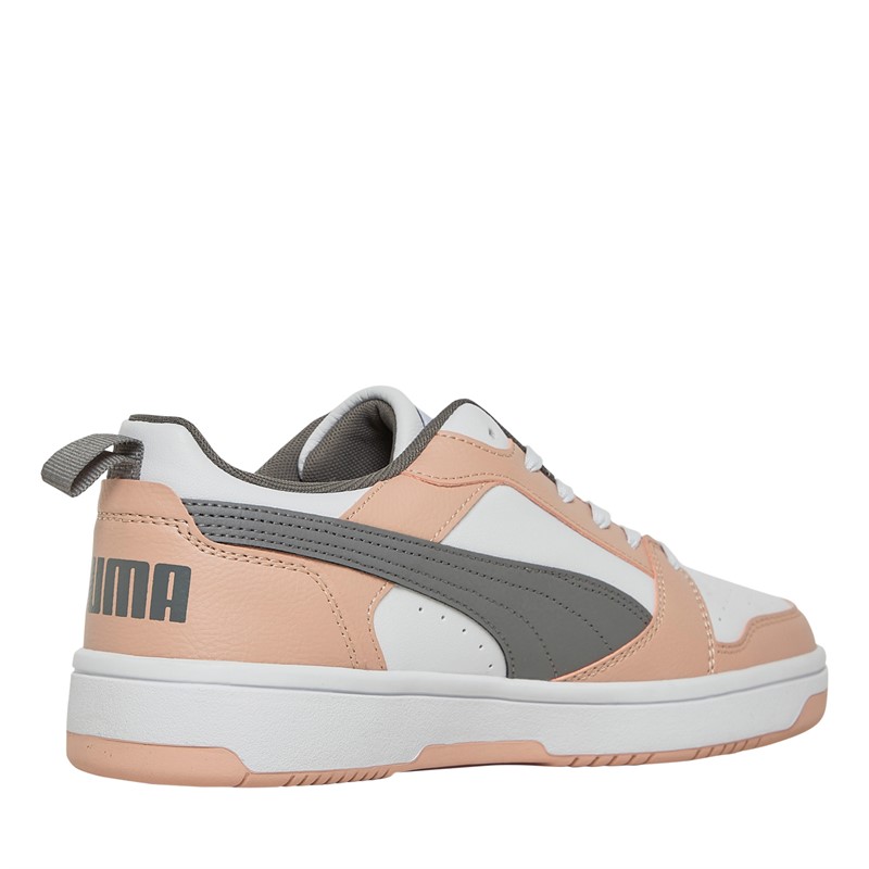 Puma Mens Rebound V6 Low Trainers Pink/White/Grey