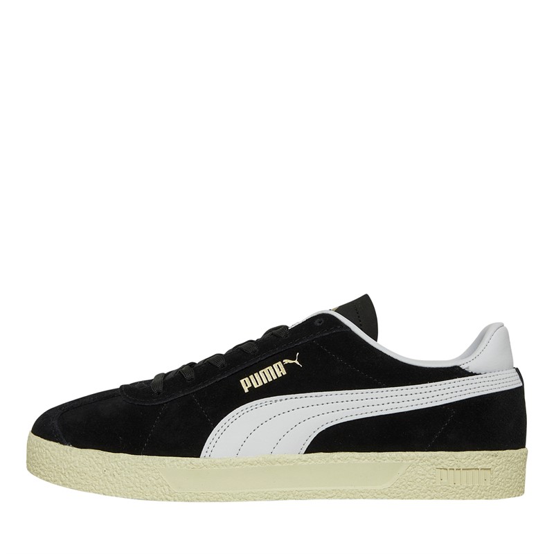 Buy Puma Mens Club Trainers Black White Gold