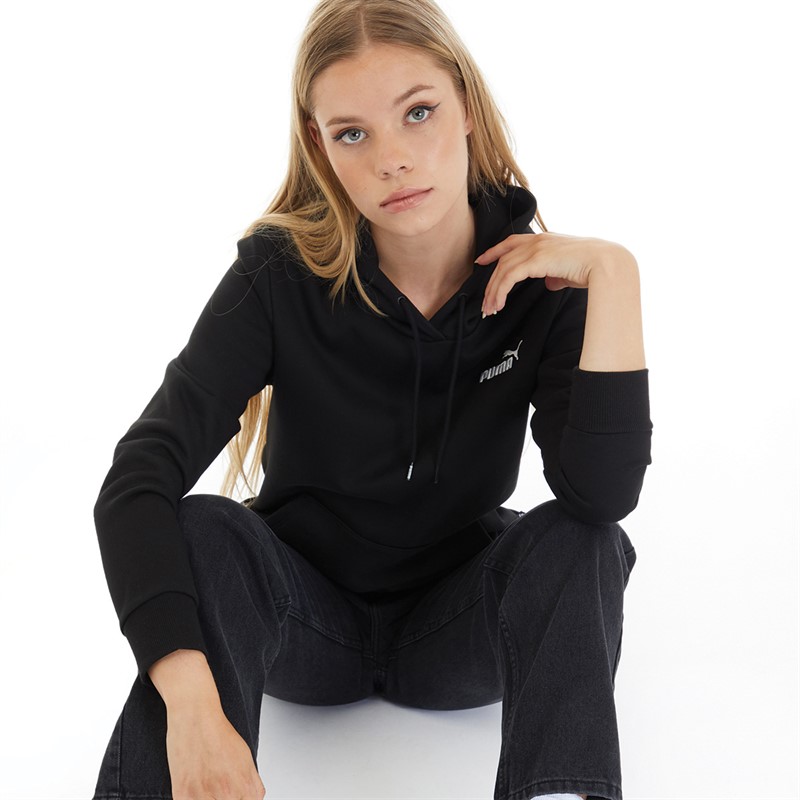 Puma Womens Essentials+ Embroidery Hoodie Puma Black