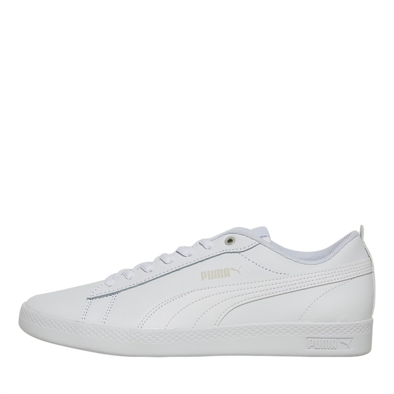 Puma Womens Smash Leather Trainers White/White