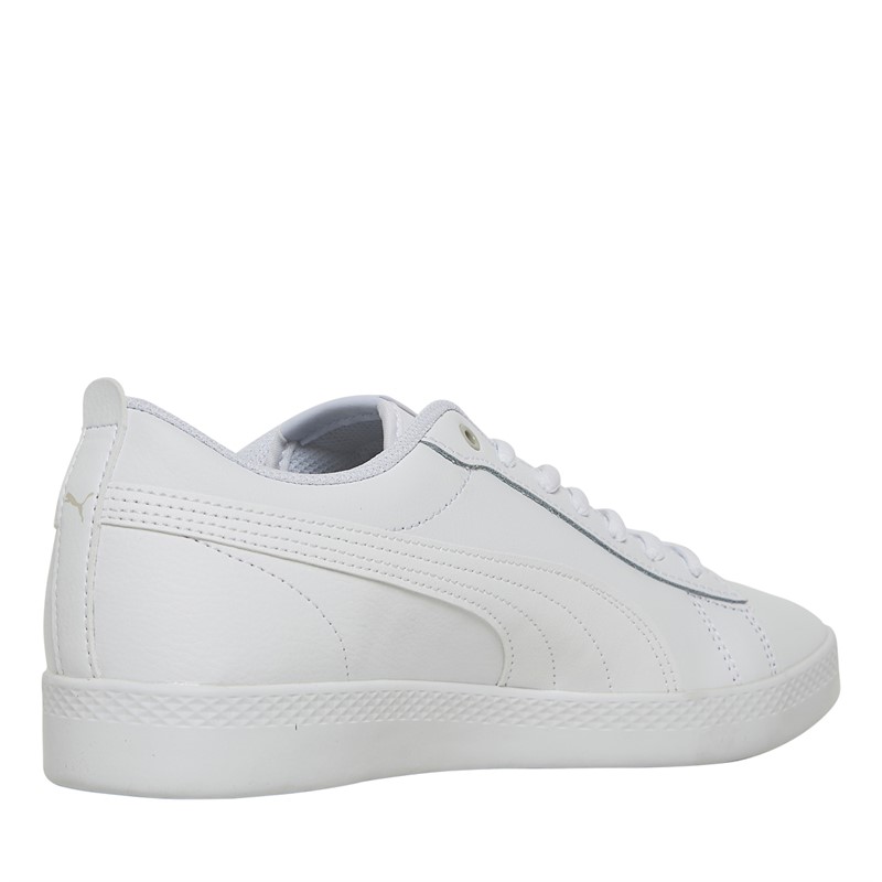 Puma Womens Smash Leather Trainers White/White