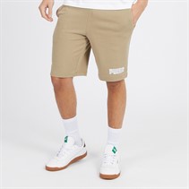 Puma Mens Text Logo Fleece Shorts Oak Branch