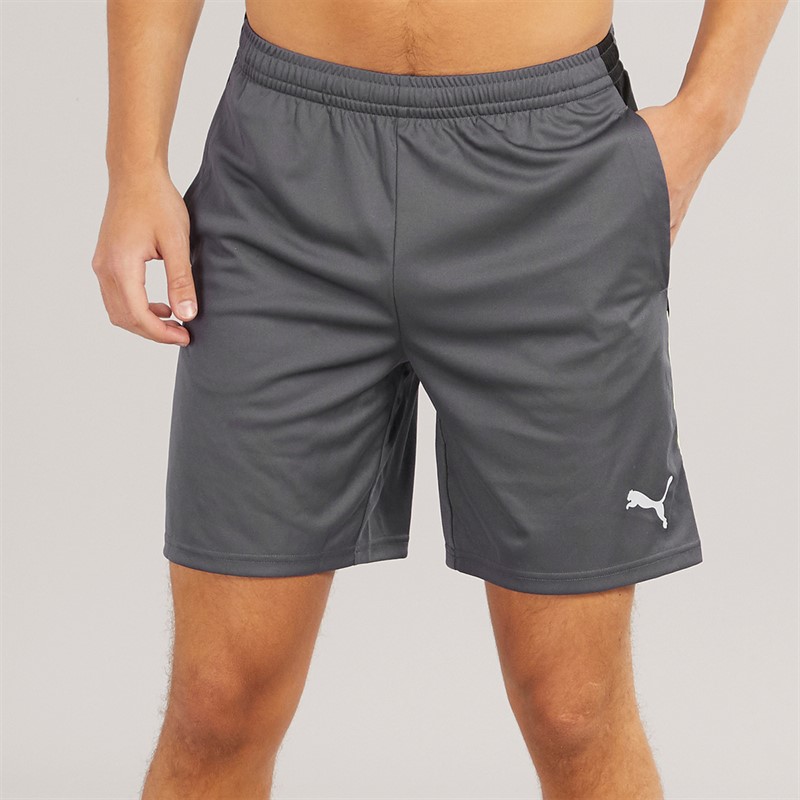 Puma Mens IndividualLIGA Training Shorts 2 With Pockets Galactic Gray/Yellow Alert