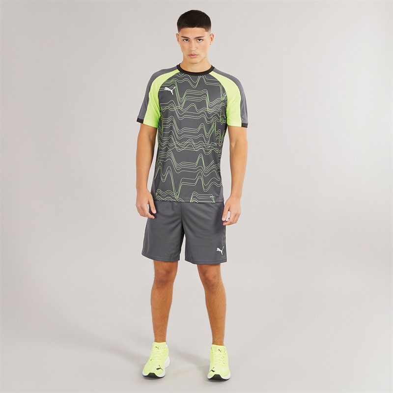Puma Mens IndividualLIGA Training Shorts 2 With Pockets Galactic Gray/Yellow Alert