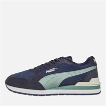 Puma Mens ST Runner V4 Suede Trainers Navy/Green Moon/New Navy