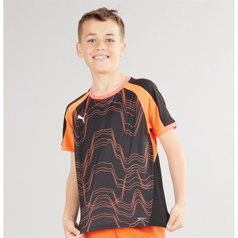 Puma Junior Boys IndividualLIGA Graphic Jersey Puma Black/Glowing Red