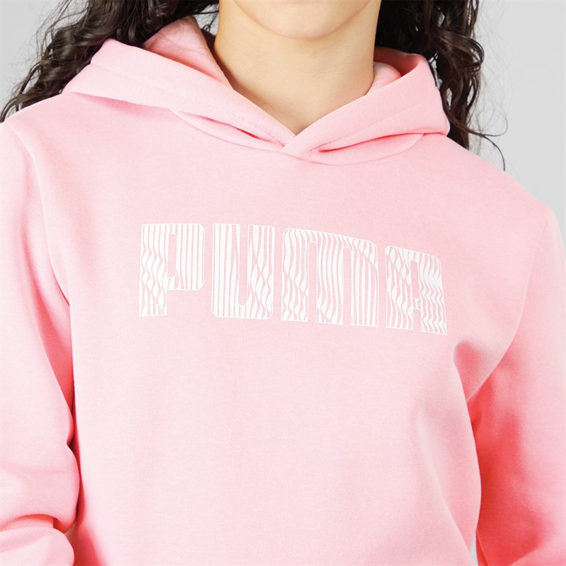 Puma Junior Girls Sportstyle Fleece Hoodie Pink Lilac